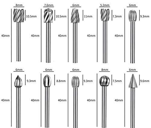 APlus Rasp Drill Bit Set for Wood Working, Burr Set, End Mill, Diamond Grinder, Rotary, File Bit, Tungsten HSS cutter set, 20 pieces