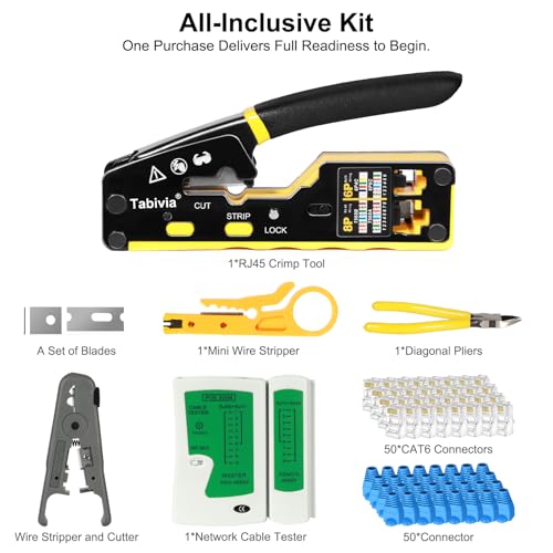 Pass Through RJ45 Crimp Tool Kit for Network Cat6 Cat5e Cat5 Cat5/6 Crimper Set