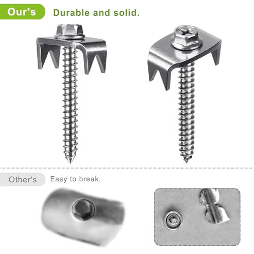 Insaga Fence Staples 304 Stainless Reusable Wire Fencing Staple Screw Nail 1.6''x 100pcs