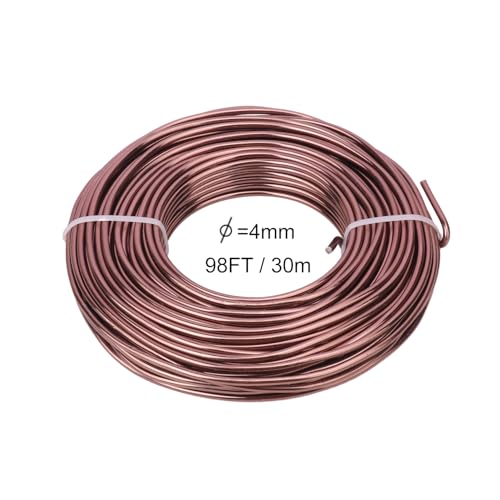 98 Feet Brown Anodized Aluminum Bonsai Training Wire, 4.0mm Anodized Aluminum Wire, 98 Feet Bonsai Plant Wire, Professional Grade Bonsai Training Wire for Crafts, Sculpting, Home Decoration 1 Roll (4.0 mm, 98 ft total) Brown Aluminum
