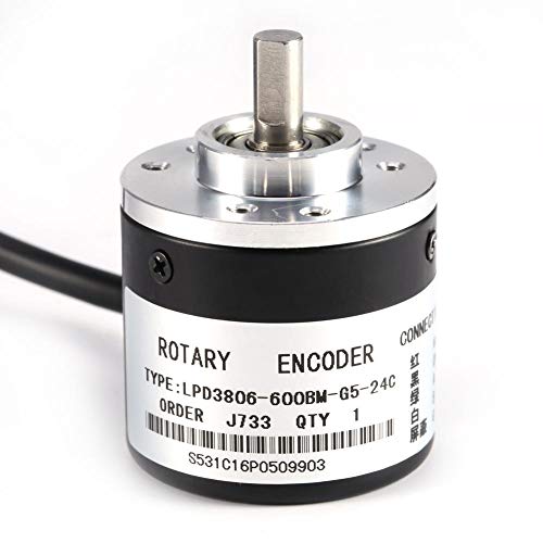Incremental Rotary Encoder, 600 PPR, Rotary Encoder 5V-24V, AB 2-Phase Incremental Encoder with 6 mm Shaft, NPN Open Collector for CNC, Arduino and PLC Controls