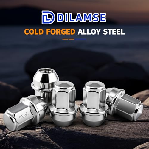 24 Pack One‑Piece Wheel Lug Nuts, M14x1.5 Thread 60° Conical Seat, 21mm Hex Chrome Alloy Steel Replacement Lugnuts, OEM Part ACPZ1012B