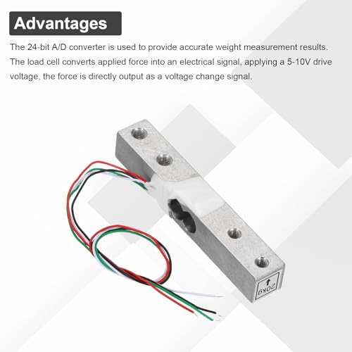 QUARKZMAN Set of 3 Digital Load Cells 20 kg + HX711 Module Weighing Sensor 24 Bit Precision A/D Dual Channel 16 x 24 mm for DIY Portable Electronic Kitchen Scales Kit | Precision, A/D Dual-Channel, 16x24mm, For DIY Portable Electronic Kitchen Scales Kit