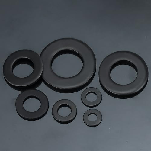 M8 (8.5mm ID x 16mm OD) Black Flat Washers (100 pcs), 304 Stainless Steel 18/8 Metal Washers for Screws and Bolts, Black Finish M8 x 16mm OD 100