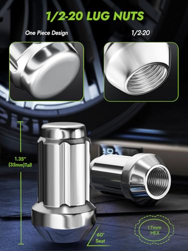 AUTOPTIM 1/2-20 23PCS 6 Spline Lug Nuts & 2 Piece 6 & 7 Spline Lug Nut Socket Key