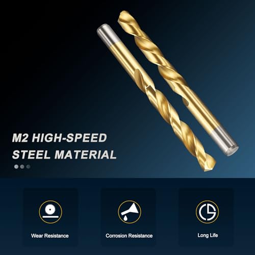 PATIKIL 13mm Drill Bit Jobber Straight Shank M2 TiN Coated 6Pcs 6