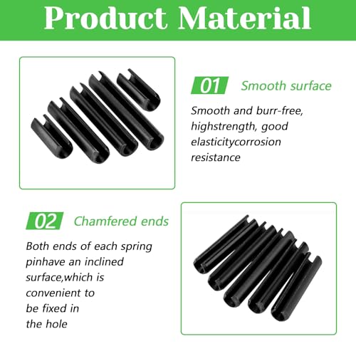 400Pcs Roll Pin Assortment Kit, Slotted Tension Pins, Split Dowels & Expansion Spring Pins, 31 Sizes M1.5 M2 M2.5 M3 M4 M5 M5.2 M6 M8 M10, Durable Spring Steel for Secure Fastening 400