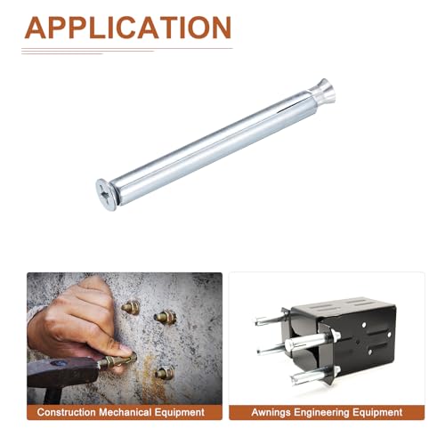 DTGN 10Pack 3/8"x6" Flat Sleeve Anchors Carbon Steel Silver