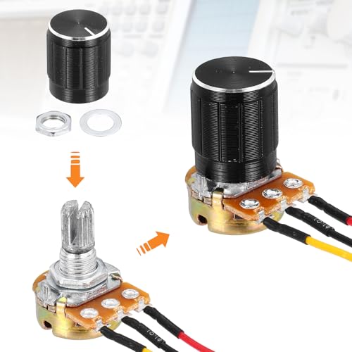 QUARKZMAN 3 Pieces 2K Ohm Potentiometer, 3 Pins Single Linear Digital Potentiometer with Rotary Knob for Automotive Electronics Multimedia Audio B2K Ohm