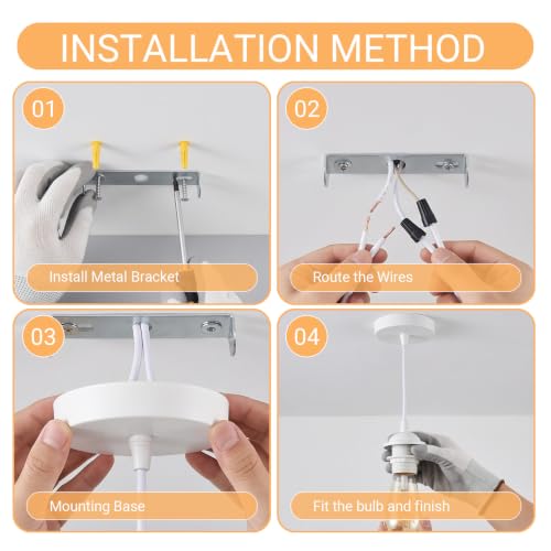 Pack of 2 100 cm E27 Lamp Suspension E27 White, Pendant Light Socket, Screw Ring, Adjustable Cable, Lamp Holder, Pendant Lamp, Ceiling Light for Lampshade, Living Room, Bedroom, Kitchen, Hallway