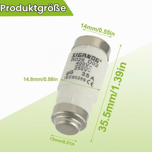 35A D02 Neozed Fuses, D0 Type Fuse Insert, gL/gG 400VAC (Pack of 10) 35A