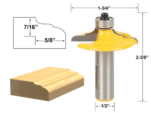 YONICO Cabinet Door Edge Router Bits Set 4 Bit 1/2-Inch Shank 12401 4 Bit Set - 1/2" Shank