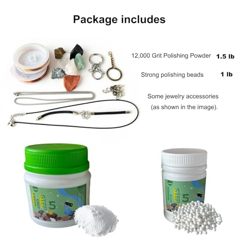 2.5LB Step5 Set - Polishing Beads(1LB) +12000 Grit Aluminum Oxide(1.5LB) for Final Finish,Tumbler Media Grit for Rock Tumbler (Step5 Set (Beads-1LB +12000 Grit 1.5 LB)) Step5 Set (Beads-1LB +12000 Grit 1.5 LB)