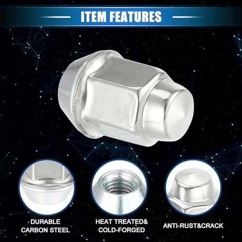 20 Pcs Wheel Lug Nuts Compatible for Chevrolet Malibu Impala for Buick Encore, Durable M12 x 1.5 Carbon Steel Silver Tone Tire Lugnuts 20