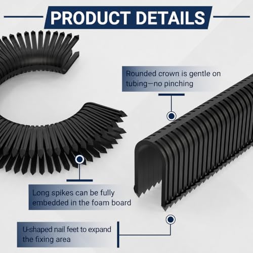 1100 Pcs PEX Pipe Staples for Foamboard Stapler, 1.65 Inch U-Shaped Staples for 3/4 Inch Radiant Floor Heating Pipe, Fits 1 Inch and 2 Inch Foam Board, Black Floor Heating Pipe Clips