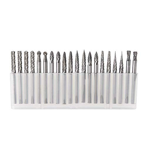 Carbide Burr Set Solid Tungsten Carbide Rotary Burrs 3mm(0.118'') Shank Fits Die Grinder Drill for Woodworking,Drilling Metal Carving Engraving Polishing