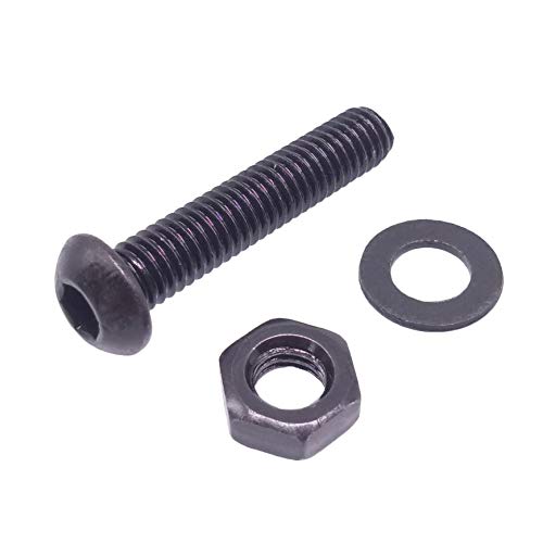 Yodaoke 100pcs M6-1.0 x 25mm Button Head Socket Cap Screw, ISO 7380 Hex Drive, Class 10.9, Alloy Steel, with Nut and Washer