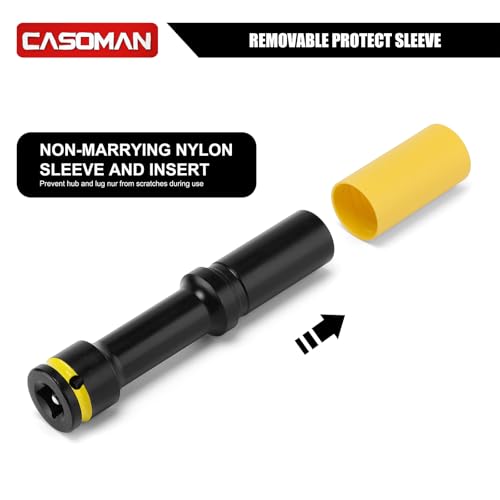 CASOMAN 3PCS 1/2" Drive Non-marring & Thin Wall Lug Nut Impact Socket Set, for Wheel Lug Nut Remover, Extra Deep 150mm, 6-Point, Metric, CR-MO, 17mm 19mm 21mm