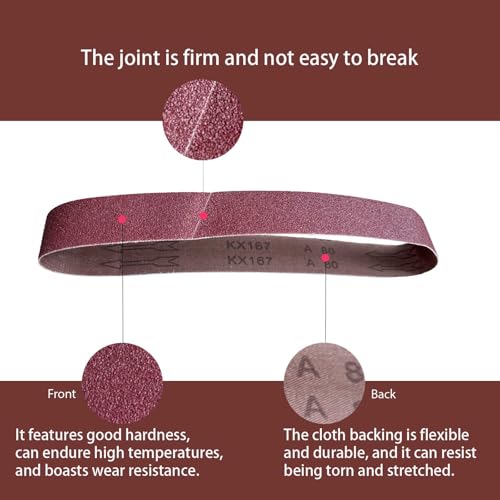 6x89 Inch Sanding Belts, 2Pcs 80 Grit Aluminum Oxide Abrasive Belts Multi-Grit Assortment for Wood & Metal Sanding/Polishing (2, 6x89 In-80Grit) 6x89“80Grit 2