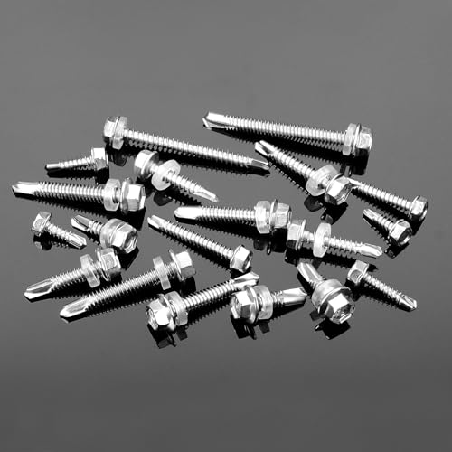 Mywish 430PCS Self Tapping Screws Assortment Kit & 385 Pieces #8#10#12 Hex Head Self Drilling Screws Assortment Kit, 410 Stainless Steel Self Tapping Screws for Metal, High-Strength Self Drilling Scre