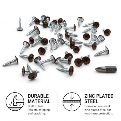 (Pack of 300) Painted 1-21/32" x 3/4" (4.2 x 19 mm) Wood Screws, Self Tapping Metal Screws, Modified Truss Head, Wafer Head, Chocolate Brown RAL 8017 1-21/32" x 3/4" (4.2 x 19 mm)