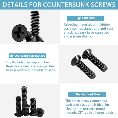 660pcs M3 M4 Countersunk Screws Assortment Kit,Carbon Steel Bolts and Nuts 660pcs-CountersunkScrewsM3M4