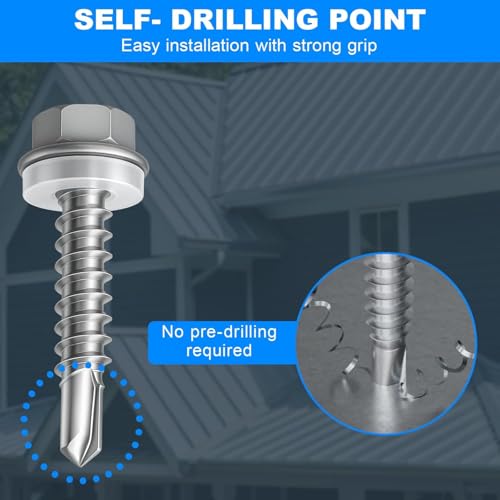 750Pcs Self Tapping Screws, Sheet Metal Screws #8x1/2 #8 x 1/2" 750
