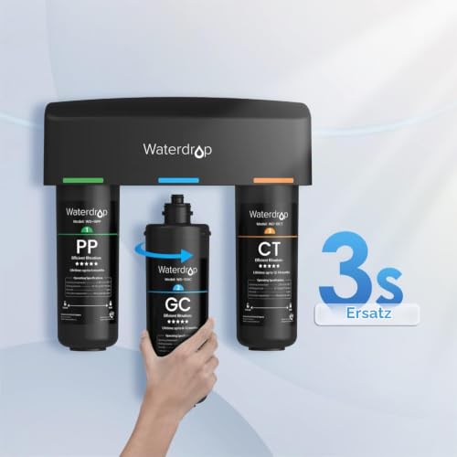 Waterdrop 10GC Replacement Filter for TSA & TSB Undersink Water Filter System | Effectively reduces chlorine, taste and odor, heavy metals, changes in 3 seconds, up to 12 months service life