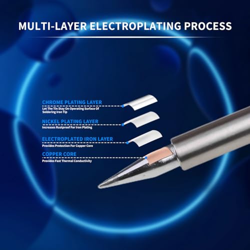 Soldering Iron Tip 900M-TI, 10 Pieces, Copper Soldering Tips Set | Replacement soldering tip sharp, lead-free, for 936, 937, 938, 969, 8586, 852D soldering station