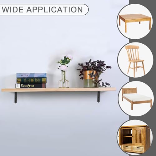12 PCS Black L Brackets for Wood, 4" x 4" Heavy Duty L Corner Brace 90 Degree Metal Right Angle Bracket for Shelves, Furniture, Cabinets, Thickness 3MM, Included 72 PCS Screws 100x100MM