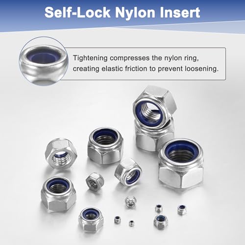M METERXITY 25-Pack Nylon Insert Hex Lock Nuts, M20 x 2.5mm Thread 304 Stainless Steel Self-Locking Locknuts Hexagon Nut Metric Nuts for Machinery/Home Repair/Industrial Fasteners