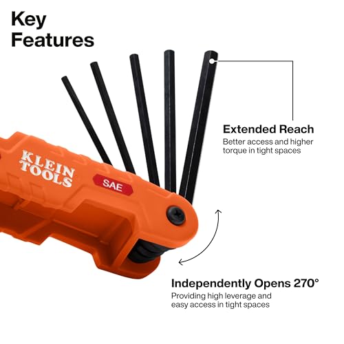 Klein Tools 70553 3-Piece Pro Folding Hex Key Set, Metric, SAE, Torx Sizes, 31 Keys, Industrial Strength Heat Treated Alloy Steel TORX, SAE & Metric Kit
