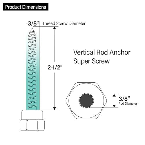 Sammys 8009925-25 Vertical Rod Anchor Super Screw with 3/8 in. Threaded Rod Fitting, 3/8 x 2-1/2'' Screw, for Wood (Pkg.=25) , Zinc 3/8 x 2-1/2" ROD SIZE 3/8"