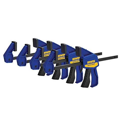 IRWIN Quick-Grip 1964758 One-Handed Mini Bar Clamp 4 Pack, 6", Blue 4 Count (Pack of 1) 4 Pack, 6 Inch