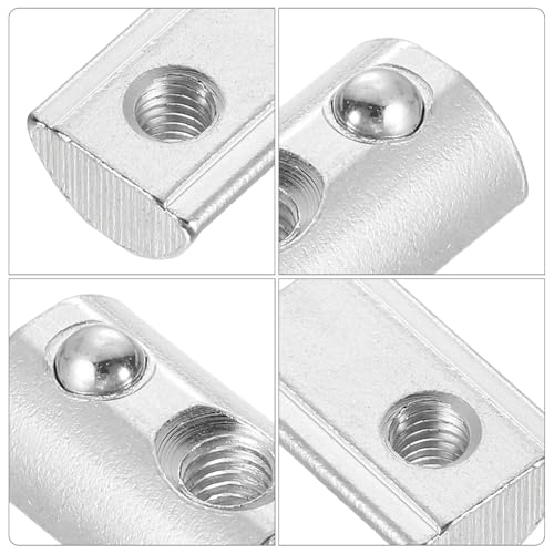 uxcell Roll-in Spring M6 T Nut, Roll Ball Elastic Nuts for 4545 Series Aluminum Extrusion Profile Suitable for Aluminum Profile with 10mm Groove Depth, Pack of 50