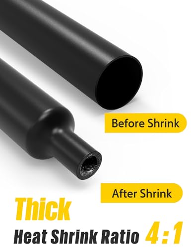 Heat Shrink Tubing 2 m 4:1 Diameter 12/16/20/32/40 mm | Heat Shrink Tubes with Adhesive, Heat Shrink Tubing Black (Diameter 32 mm 2