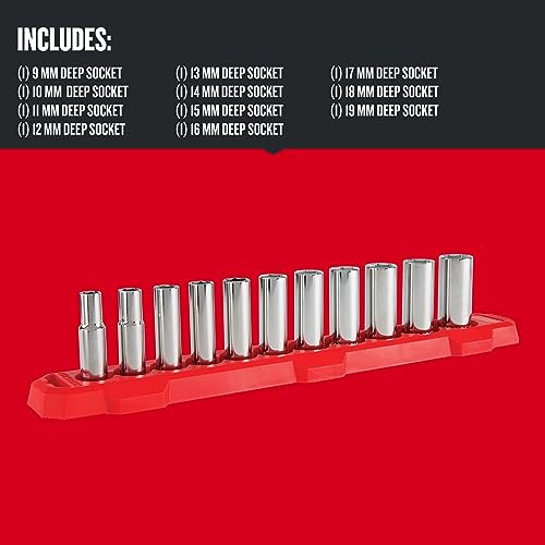 CRAFTSMAN Socket Set, Metric, 3/8" Drive, 6 Pt., 11Piece (CMMT12045) 3/8" in