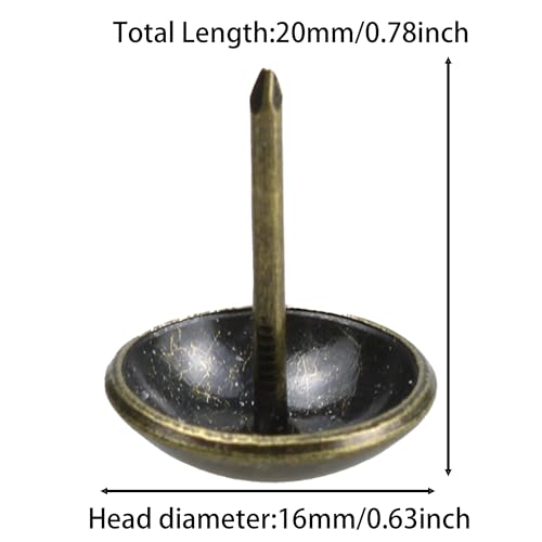 200PCS 5/8" Upholstery Tacks Furniture Nails Pins, 16×20mm Decorative Furniture Tacks, Round Head Furniture Thumb Pushpin DIY Tacks for Upholstered Furniture Cork Board, Bronze