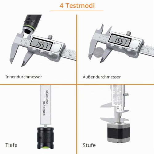 Neoteck Digital Vernier Caliper 100 mm Stainless Steel with LCD, Inch/Metric Conversion, Calliper Measuring Tool for Length, Width, Depth, Inner Diameter, Outer Diameter 4 inch