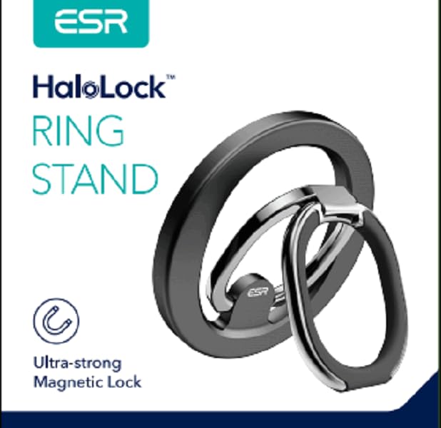 ESR for MagSafe Ring Holder (HaloLock), Magnetic Phone Ring Holder Compatible with MagSafe Phone Grip, Magnetic Phone Grip with Adjustable Stand for iPhone 15/14/13/12, Black