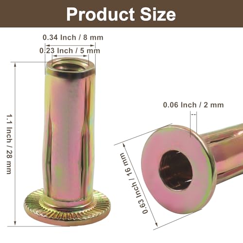 Multi Grip Rivet Nuts, 100 Pcs, 1/4-20