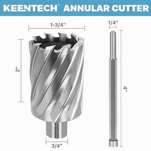KEENTECH M2AL HSS Annular Cutter,1-3/4 Inch Diameter x 2 Inch Depth 1-3/4" dia 2" depth