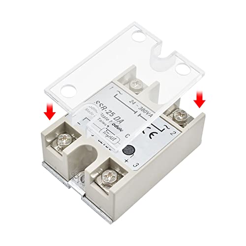 diymore Solid State Relay Module with Plastic Cover, SSR-25DA 3-32V DC Input 24-380V AC Output Pack of 2 2PCS 25DA