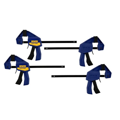 IRWIN Quick-Grip 1964758 One-Handed Mini Bar Clamp 4 Pack, 6", Blue 4 Count (Pack of 1) 4 Pack, 6 Inch