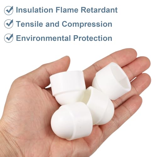 uxcell Nut Protection Cap, 20Pcs M18x26x32mm - Plastic Hexagonal Screw Protection Cap, Dome Acorn Hex Head Bolt Covers, Waterproof Decorative Caps (White) White 20