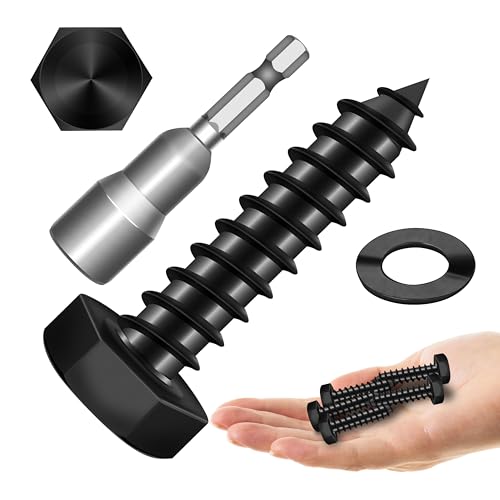 Mywish (20Sets) 1/4" x 1-1/4" Hex Head Lag Bolts & 77Pcs Wood Screws #10 x 2-1/2" 1lb Box, Deck Screws 2 1/2 Inch, T25 Torx Drive Head, Outdoor Construction Screws, Lag Screws Wood Screws