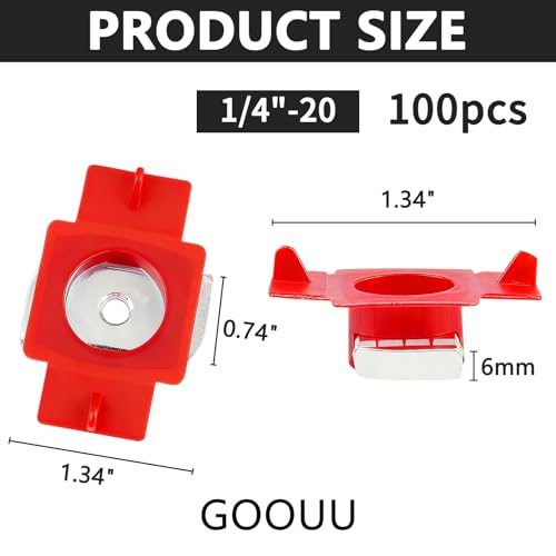 100PCS 1/4"-20 Red Nylon Strut Channel Cone Nuts Twist Hardware 100