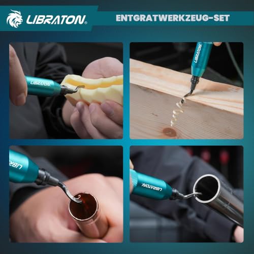 LIBRATON Deburring Countersink Hand Reamer with 10 HSS Blades | 360° Swivel Hand Deburring Tool for Metal, Resin, PVC, Copper, Plastic, 3D Printing, Wood