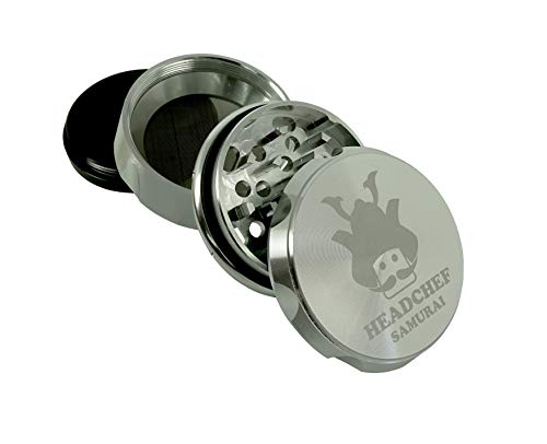 Headchef Samurai Metal Herb Grinder with Sifter Scraper , 55mm, Silver
