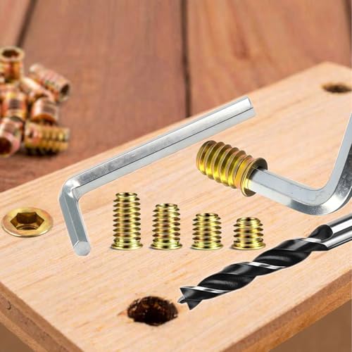 100-Piece 5/16''-18 Threaded Insert Kit with Wrench & Drill Bit – Includes 13mm, 15mm, 20mm & 25mm Inserts for Woodworking | Complete Set for DIY & Professional Use 5/16''-18 inserts